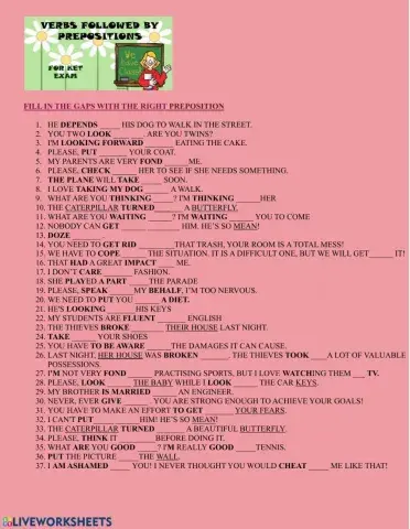 Fill in the gaps with the right preposition
