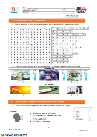 The weather: vocabulary