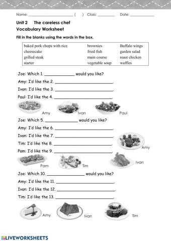 5B Unit 2 Vocabulary Worksheet