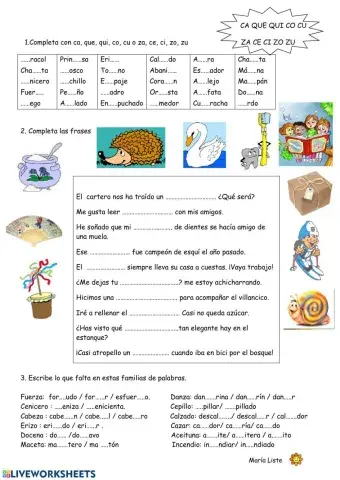 Ca,que,qui,co,cu,za,ce,ci,zo,zu