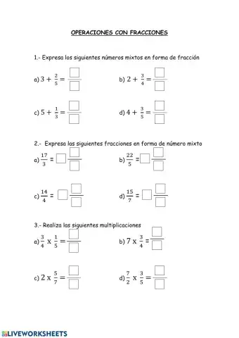 Operaciones con fracciones