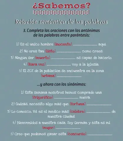 Relación semántica de las palabras. Antónimos y sinónimos