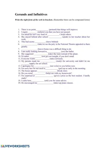 Compound gerunds and infinitives