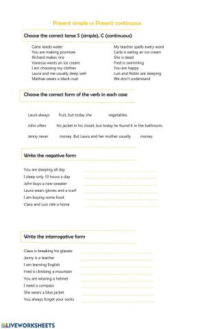 Present tense: simple vs continuous
