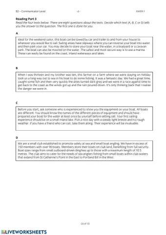 LanguageCert sample B2 exam, reading