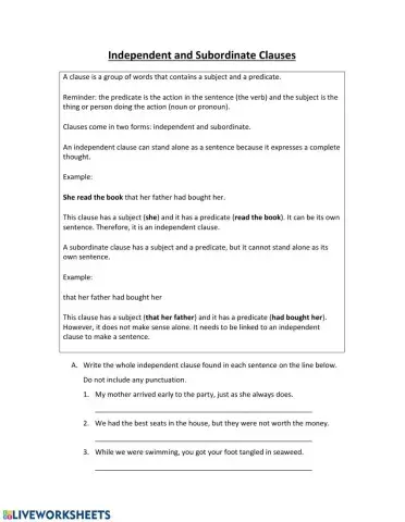 Independent and Subordinate Clauses
