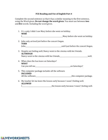 Reading - use of english part 4