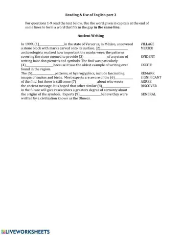 FCE Reading & Use of English part 3