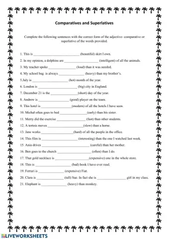 Comparatives and superlatives adjectives