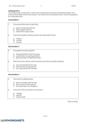 LanguageCert sample B2 exam, listening