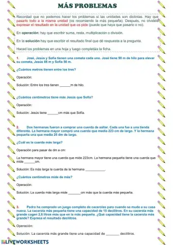 Problemas unidades de longitud y capacidad