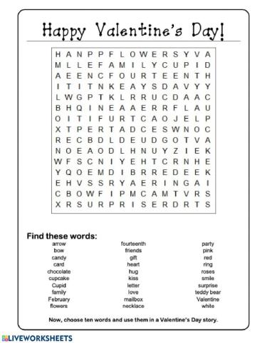 Valentine's Word Search