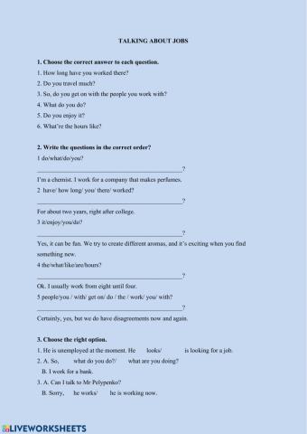 Questions about jobs