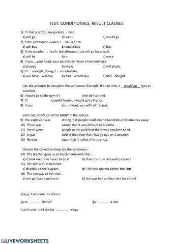 TEST: Conditionals, result clauses