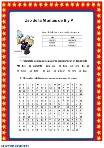 La m antes de P y B