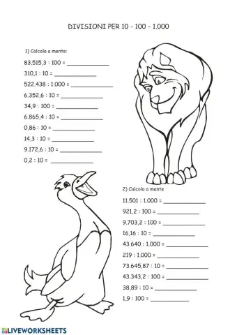 Divisioni 10 100 1000