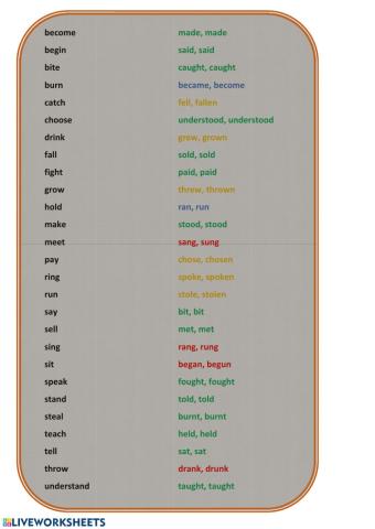 Irregular verbs