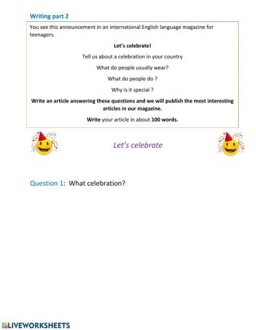 Writing part 2- article