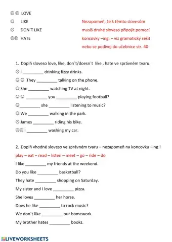 Verb patterns llove-like-hate