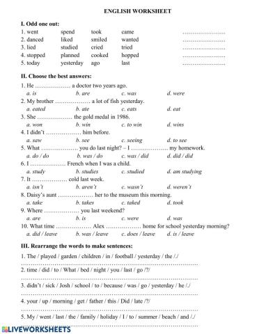 Grammar worksheet