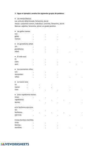 Sustantivos, adjetivos, artículos