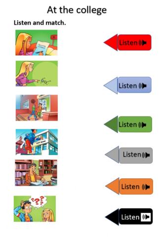 At the college. Listen and match 2