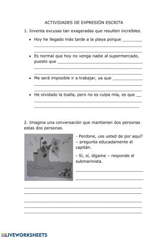 Actividades de expresión escrita