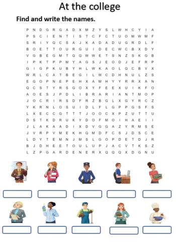 At the college. Crossword.