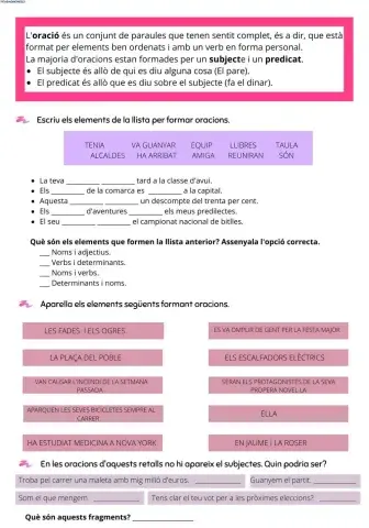 L'oració - subjecte i predicat