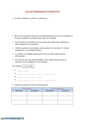 Los determinantes posesivos