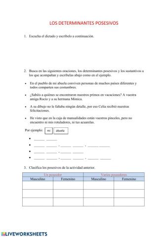 Los determinantes posesivos