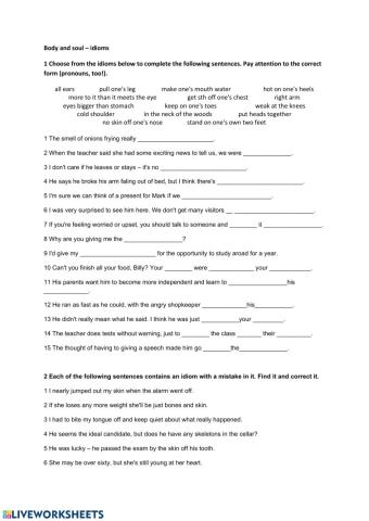 Body and soul idioms