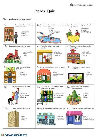 Places - multiple choice