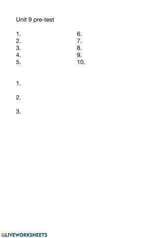 Unit 9 pre-test