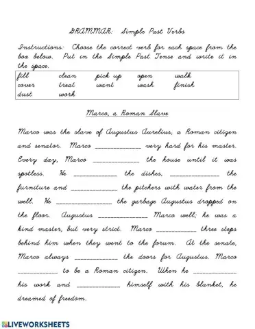 Simple Past, Regular Verbs, Fill-in-the-Blank Stories