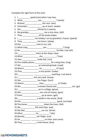 Past simple - irregular verbs