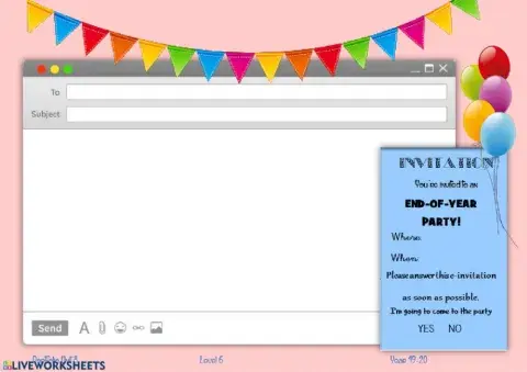 End of year party e-mail