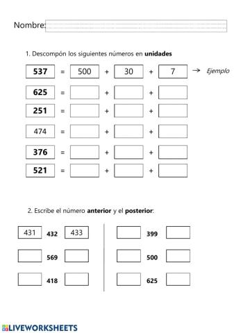 Descomposición de números