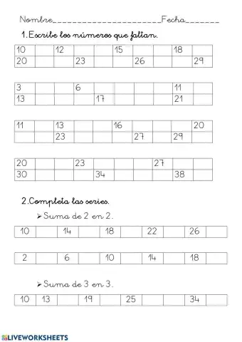 Números matemáticas 1º