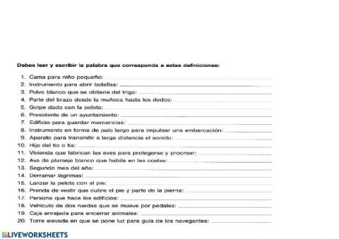 Comprensión de definiciones