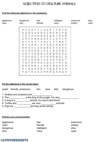 Adjectives describing animals