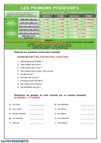 Les pronoms possessifs