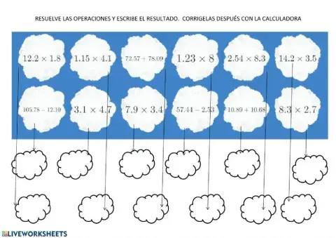 Sumas, restas y multiplicaciones con decimales