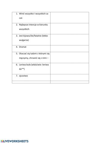 Negativity and excuses vocabulary translation