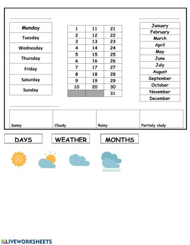 English daily calendar