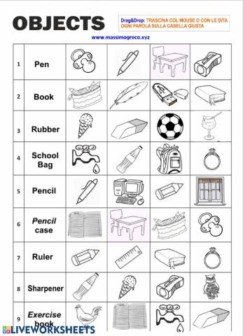 Drag and drop: names of thing
