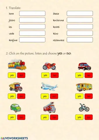 Treansport vehicles, coutryside and city vocabulary