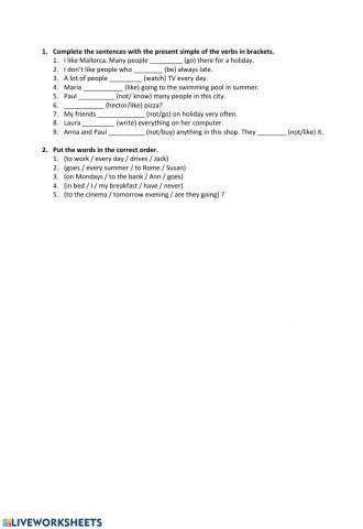 Revision present simple