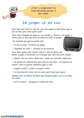 Lectura: Un parque en mi casa