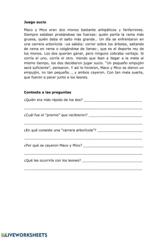 Comrprensión escrita: Juego sucio